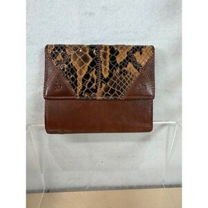 Vintage Rocco Barocco Italian Leather & Snakeskin Wallet – Brown Tri-Fold 1980s